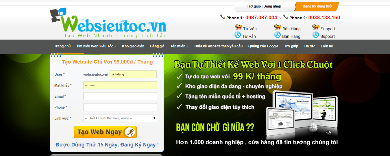Thiết kế Website Siêu Tốc trong vòng 30 giây