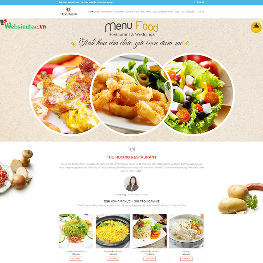 thiết kế web nhà hàng ẩm thực