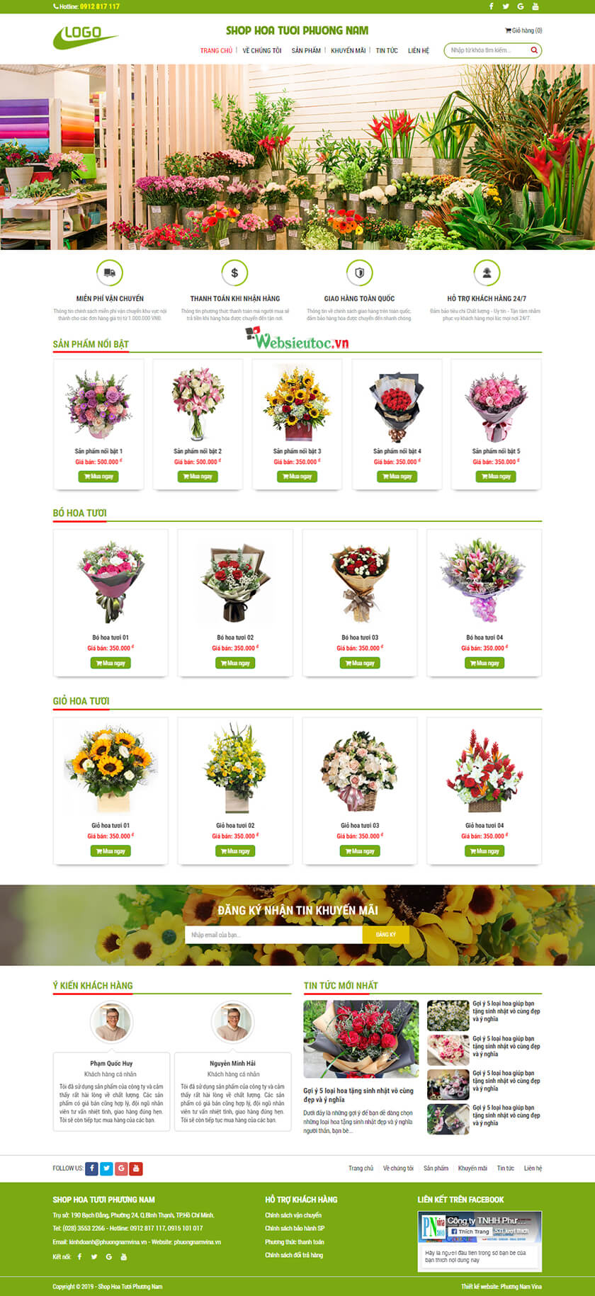mẫu web shop hoa online